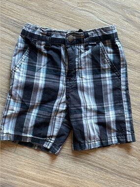 Hurley Black, Gray & Blue Plaid Kids Shorts